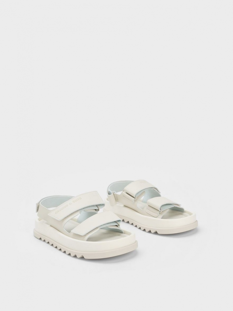 Sandale cu Platforma Charles & Keith Buckled Sports Albi | 472EFJZTG
