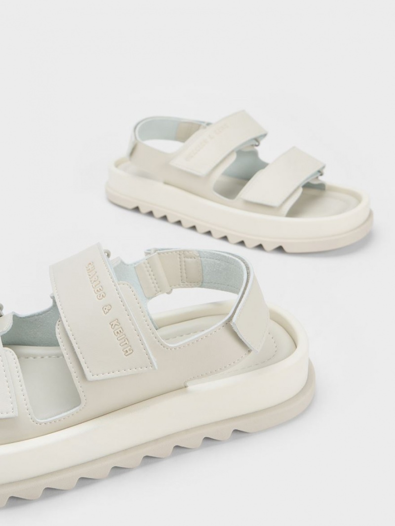 Sandale cu Platforma Charles & Keith Buckled Sports Albi | 472EFJZTG