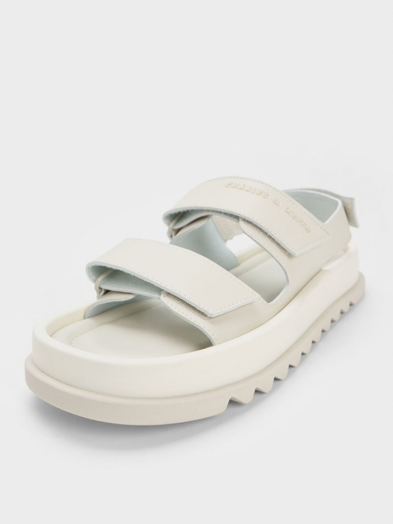 Sandale cu Platforma Charles & Keith Buckled Sports Albi | 472EFJZTG