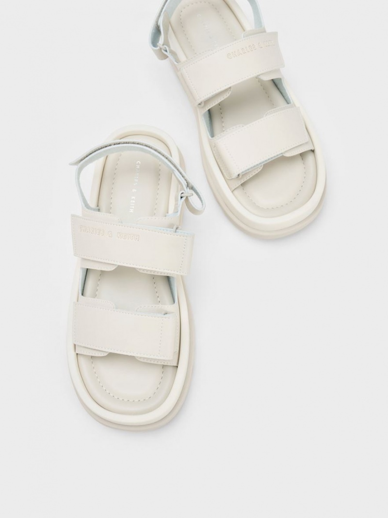 Sandale cu Platforma Charles & Keith Buckled Sports Albi | 472EFJZTG