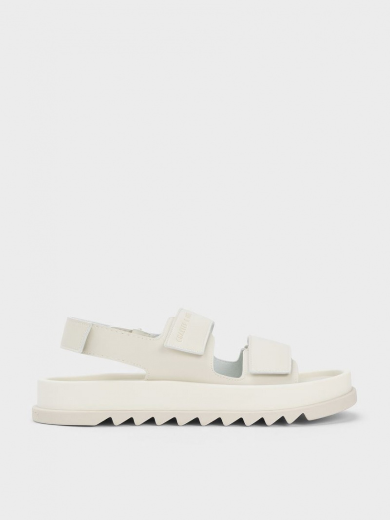 Sandale cu Platforma Charles & Keith Buckled Sports Albi | 472EFJZTG