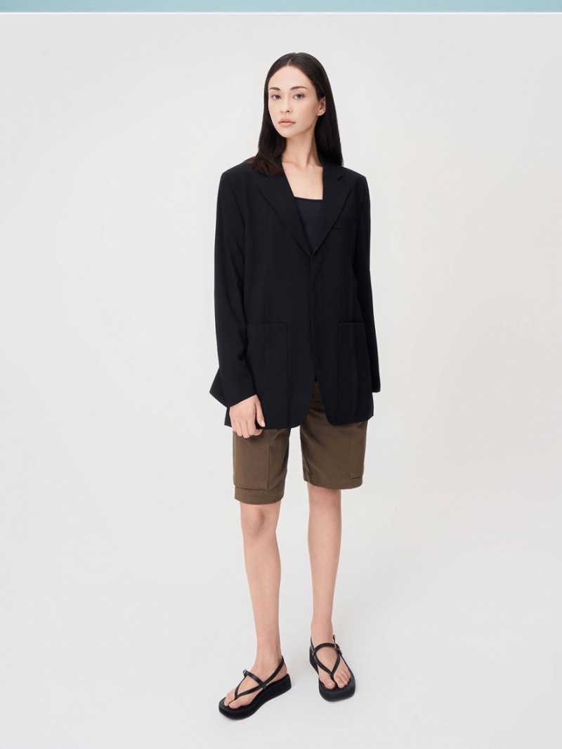 Sandale cu Platforma Charles & Keith Cu Bretele Flatform Tanga Negrii | 159PLBZMI