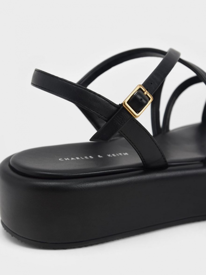 Sandale cu Platforma Charles & Keith Cu Bretele Căptușită Negrii | 356BILYCS