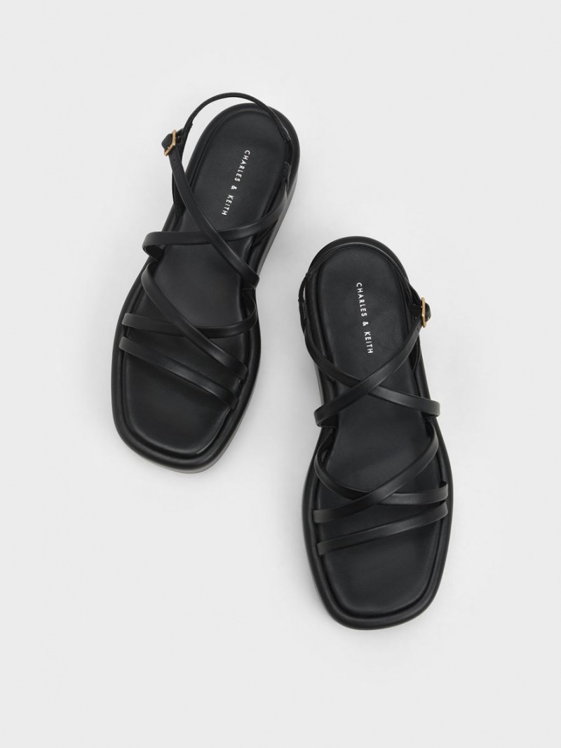 Sandale cu Platforma Charles & Keith Cu Bretele Căptușită Negrii | 356BILYCS