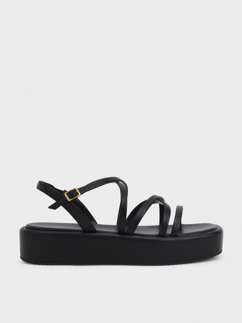 Sandale cu Platforma Charles & Keith Cu Bretele Căptușită Negrii | 356BILYCS
