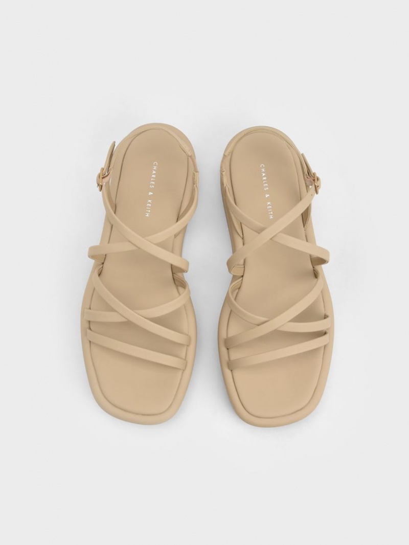 Sandale cu Platforma Charles & Keith Cu Bretele Căptușită Bej | 825OHCQFA