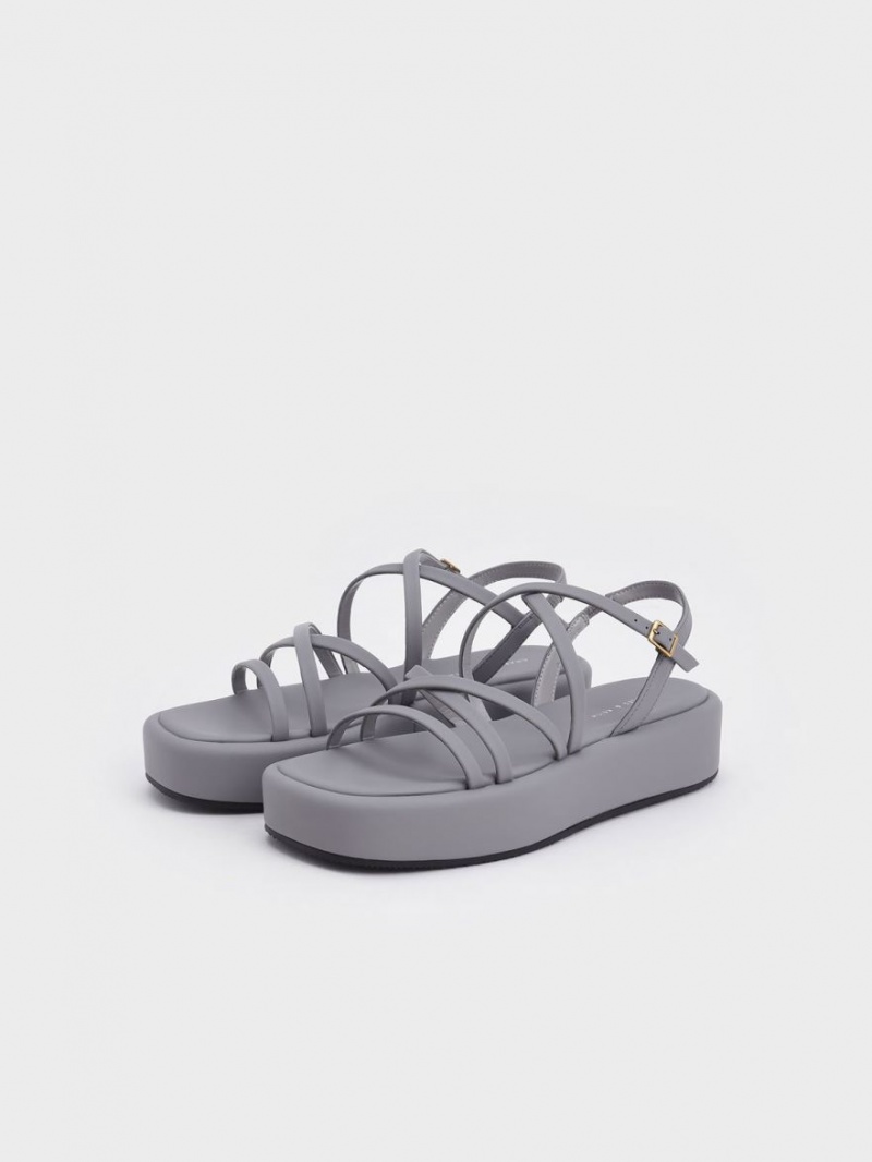 Sandale cu Platforma Charles & Keith Cu Bretele Căptușită Gri | 690STPQUW
