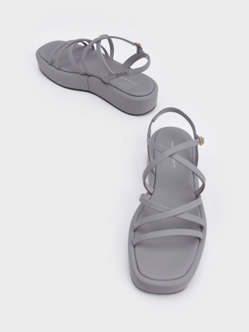 Sandale cu Platforma Charles & Keith Cu Bretele Căptușită Gri | 690STPQUW
