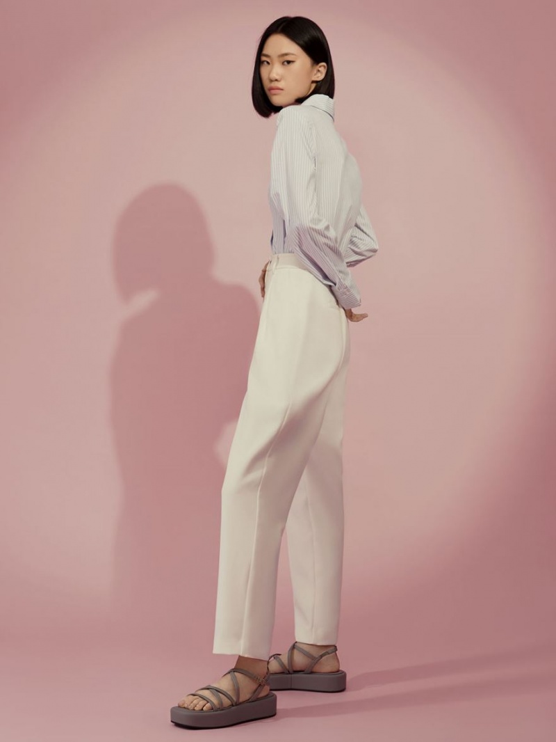 Sandale cu Platforma Charles & Keith Cu Bretele Căptușită Gri | 690STPQUW