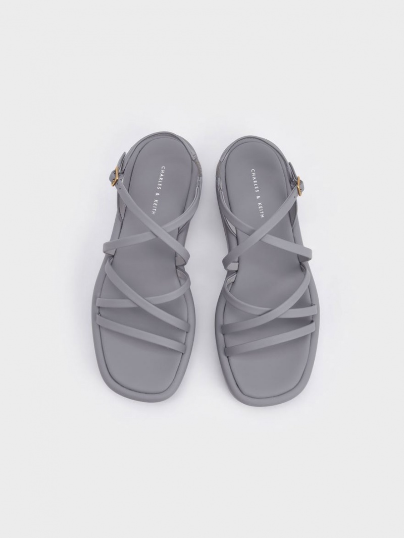 Sandale cu Platforma Charles & Keith Cu Bretele Căptușită Gri | 690STPQUW