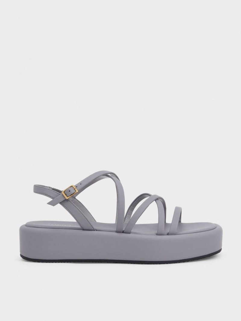 Sandale cu Platforma Charles & Keith Cu Bretele Căptușită Gri | 690STPQUW