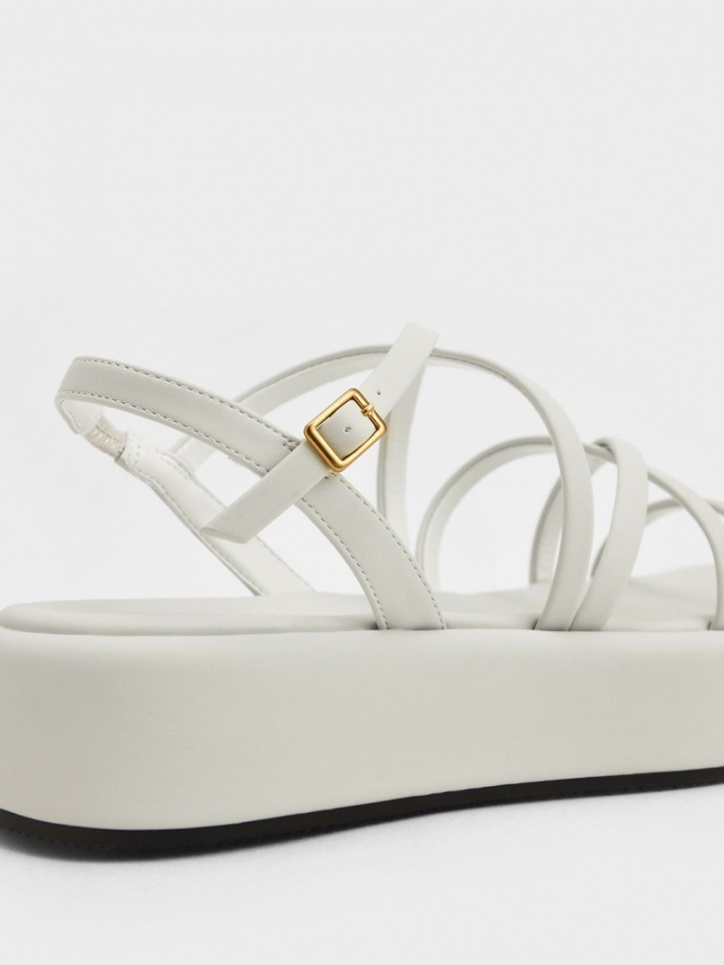 Sandale cu Platforma Charles & Keith Cu Bretele Căptușită Albi | 321IUHJNR