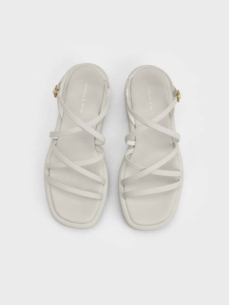 Sandale cu Platforma Charles & Keith Cu Bretele Căptușită Albi | 321IUHJNR