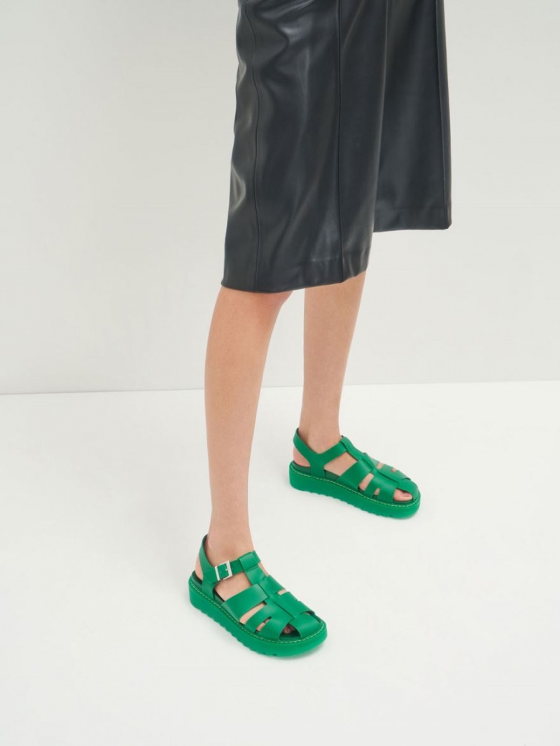 Sandale cu Platforma Charles & Keith Cut-Out Sports Verzi | 746IQLRTD