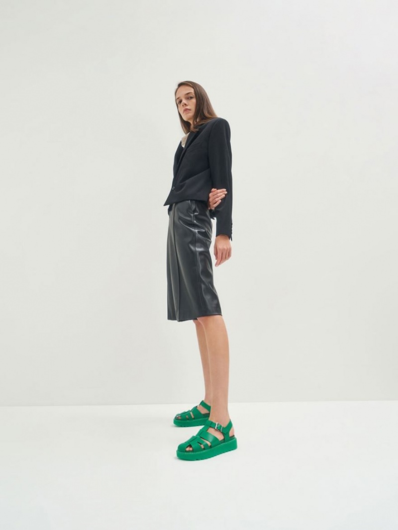 Sandale cu Platforma Charles & Keith Cut-Out Sports Verzi | 746IQLRTD