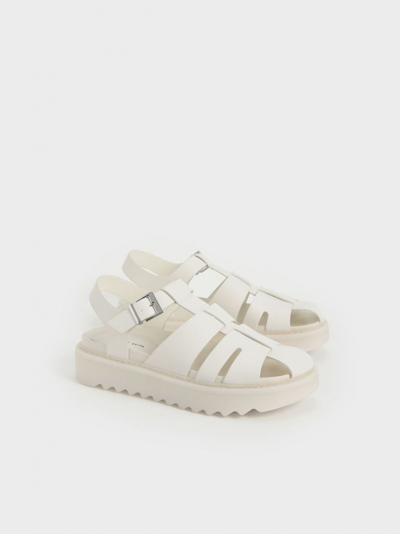 Sandale cu Platforma Charles & Keith Cut-Out Sports Albi | 581VRUSDF