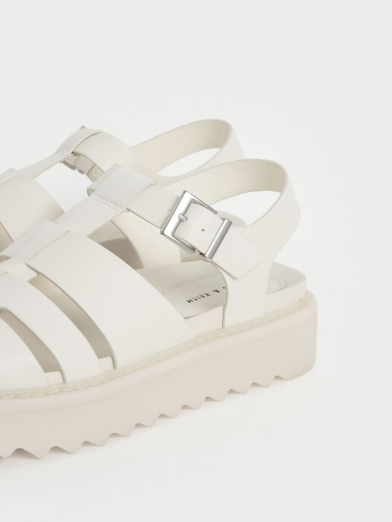 Sandale cu Platforma Charles & Keith Cut-Out Sports Albi | 581VRUSDF