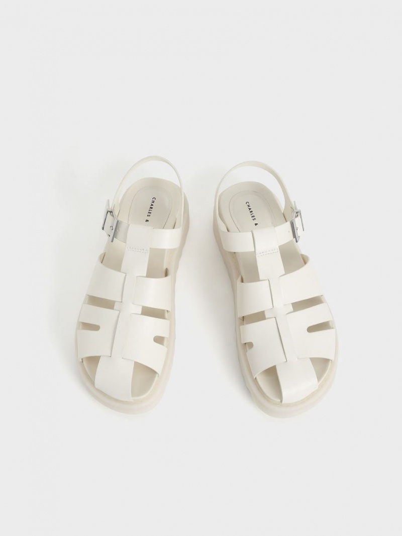 Sandale cu Platforma Charles & Keith Cut-Out Sports Albi | 581VRUSDF