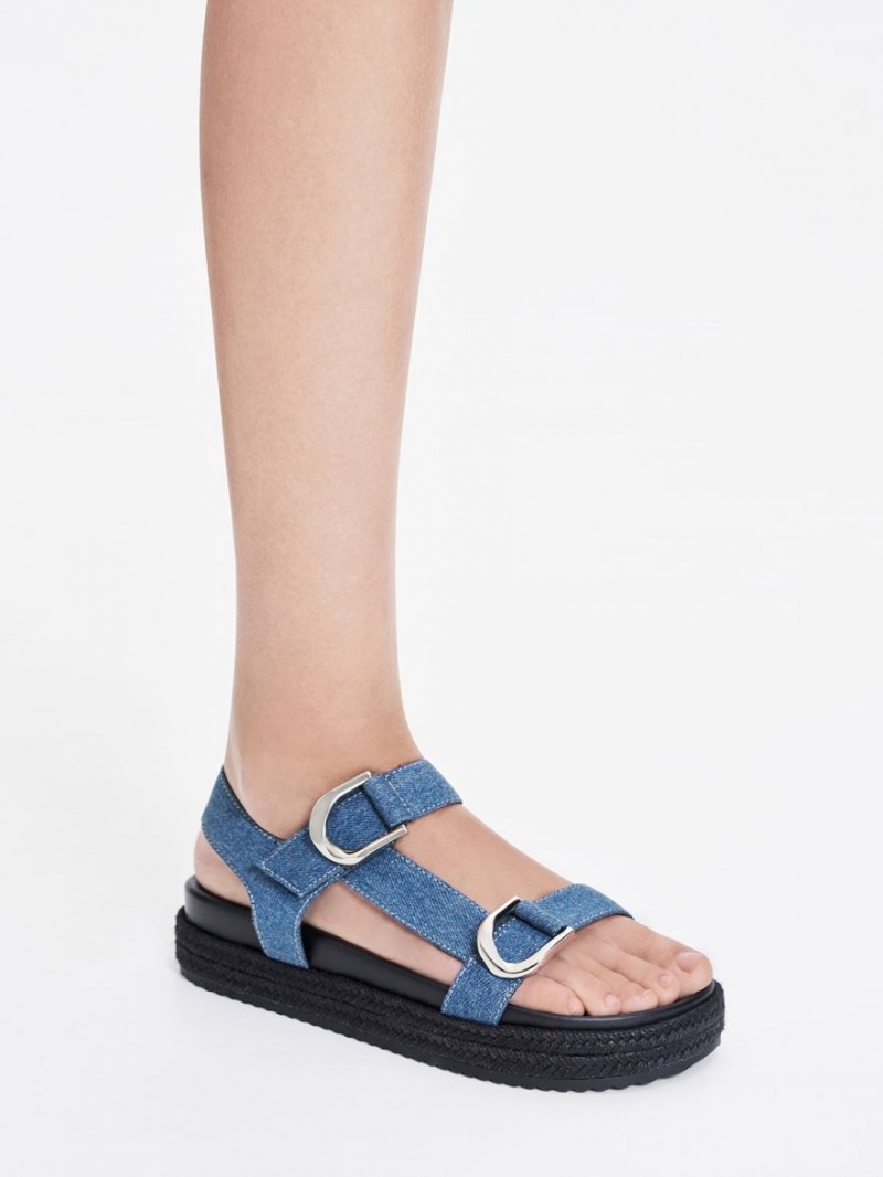 Sandale cu Platforma Charles & Keith Gabine Denim Espadrile Albastri | 310DEYRMF