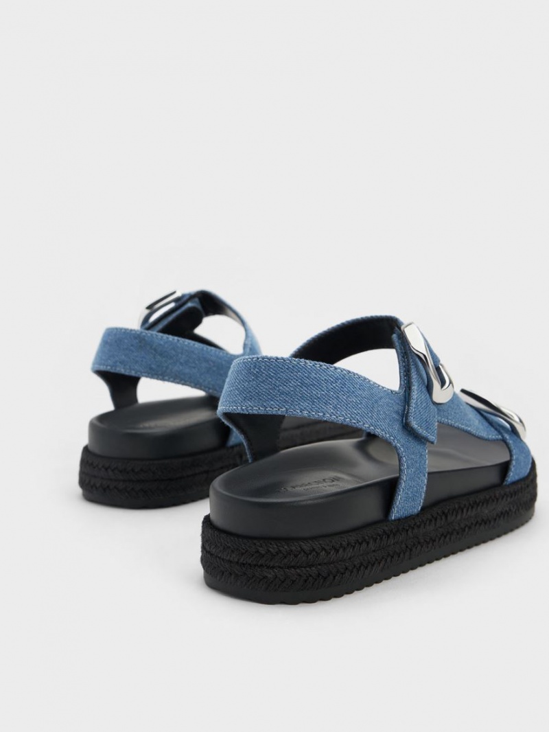 Sandale cu Platforma Charles & Keith Gabine Denim Espadrile Albastri | 310DEYRMF