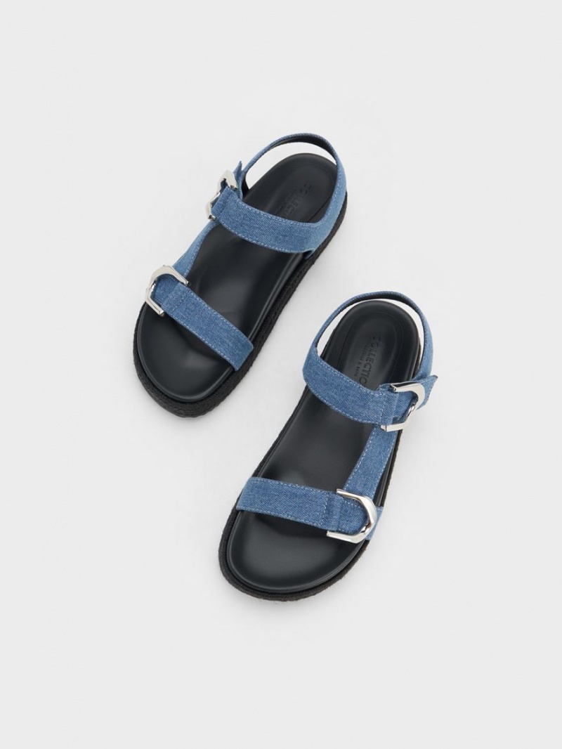 Sandale cu Platforma Charles & Keith Gabine Denim Espadrile Albastri | 310DEYRMF