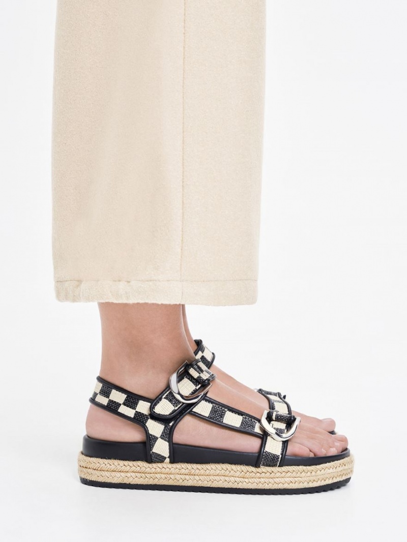 Sandale cu Platforma Charles & Keith Gabine Straw Espadrile Colorati | 493LTCQNM