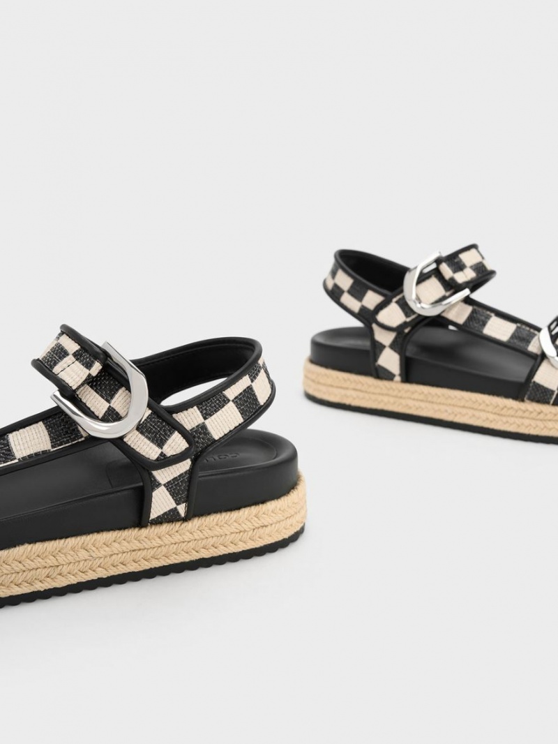 Sandale cu Platforma Charles & Keith Gabine Straw Espadrile Colorati | 493LTCQNM