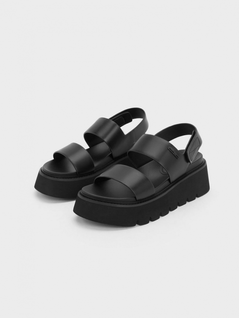 Sandale cu Platforma Charles & Keith Grosolan Negrii | 026IULCYW