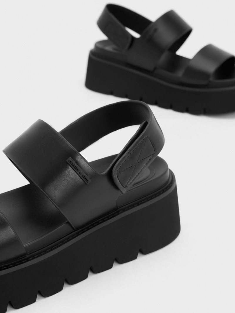 Sandale cu Platforma Charles & Keith Grosolan Negrii | 026IULCYW