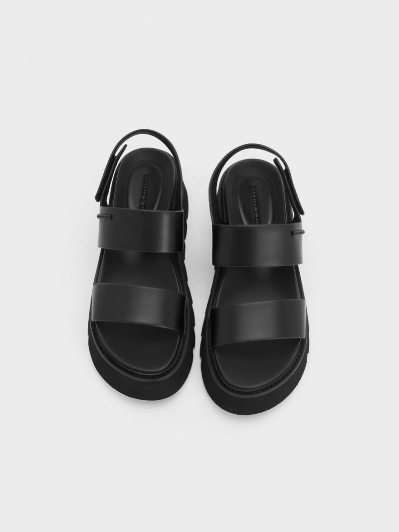Sandale cu Platforma Charles & Keith Grosolan Negrii | 026IULCYW