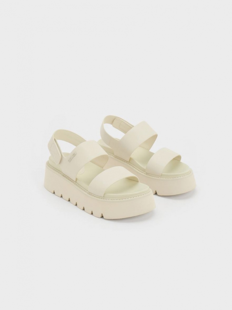 Sandale cu Platforma Charles & Keith Grosolan Albi | 954ARHZIO