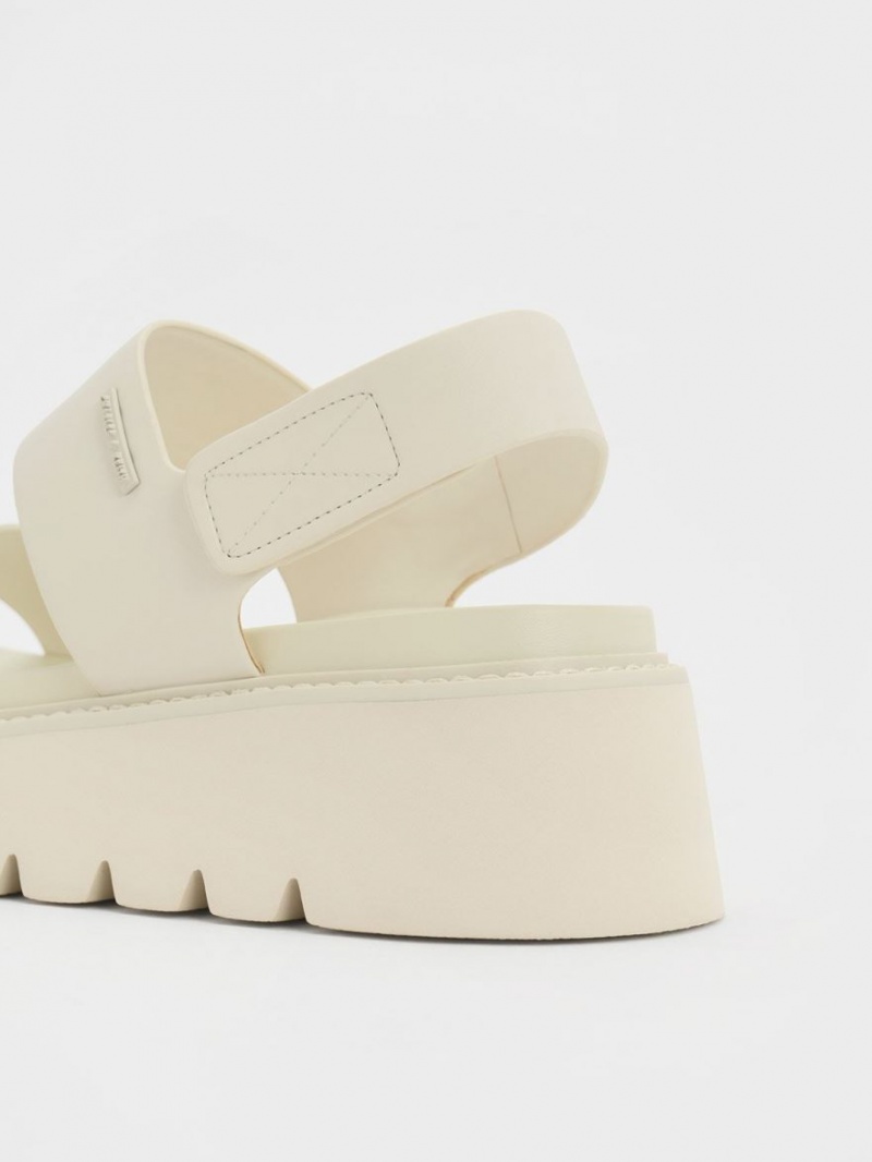 Sandale cu Platforma Charles & Keith Grosolan Albi | 954ARHZIO
