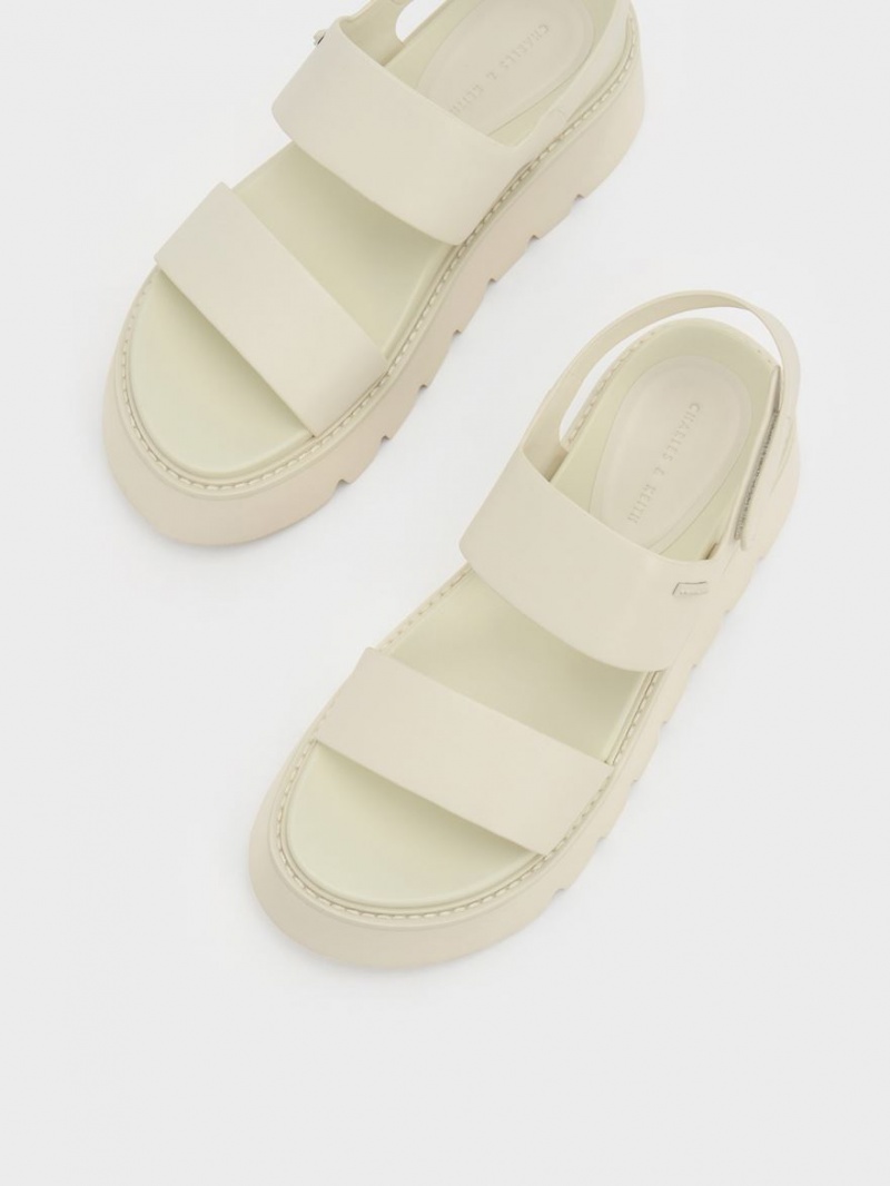 Sandale cu Platforma Charles & Keith Grosolan Albi | 954ARHZIO