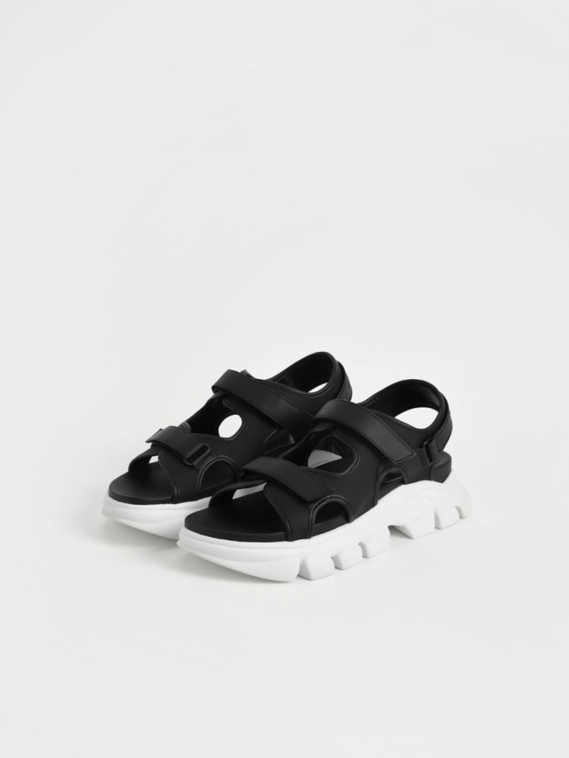 Sandale cu Platforma Charles & Keith Grosolan Sports Negrii | 643RYNASM