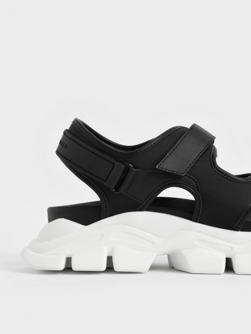 Sandale cu Platforma Charles & Keith Grosolan Sports Negrii | 643RYNASM