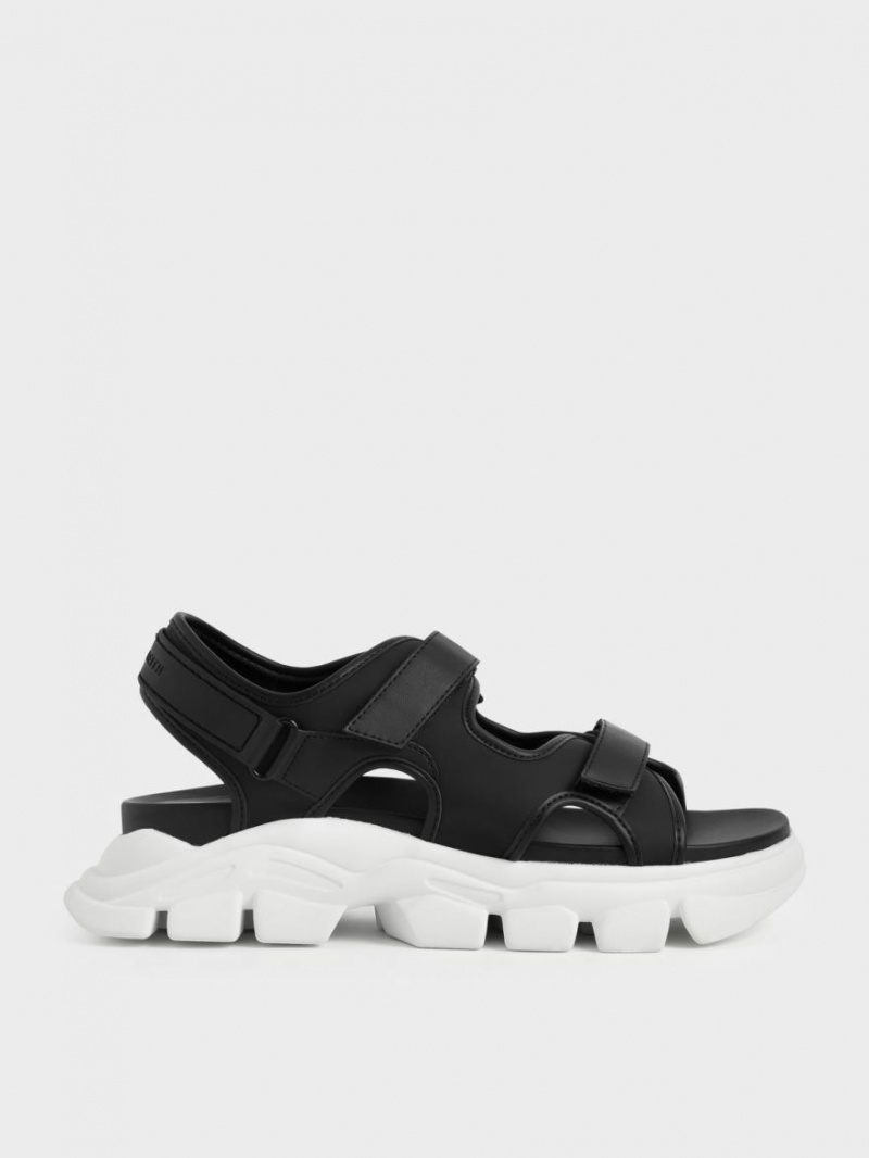 Sandale cu Platforma Charles & Keith Grosolan Sports Negrii | 643RYNASM