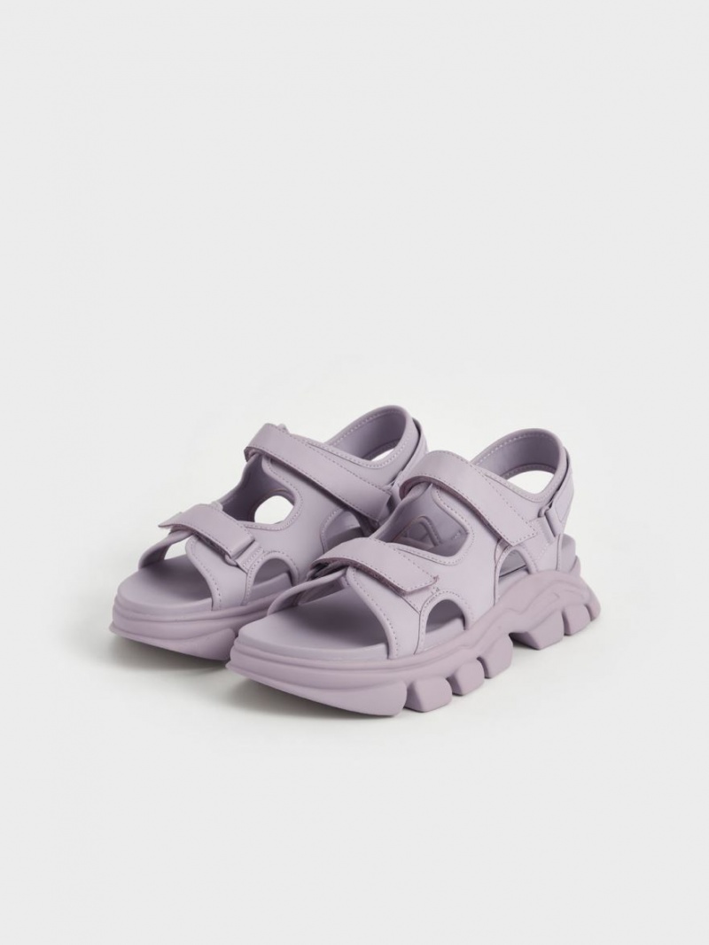 Sandale cu Platforma Charles & Keith Grosolan Sports Violet | 091KFHVWR