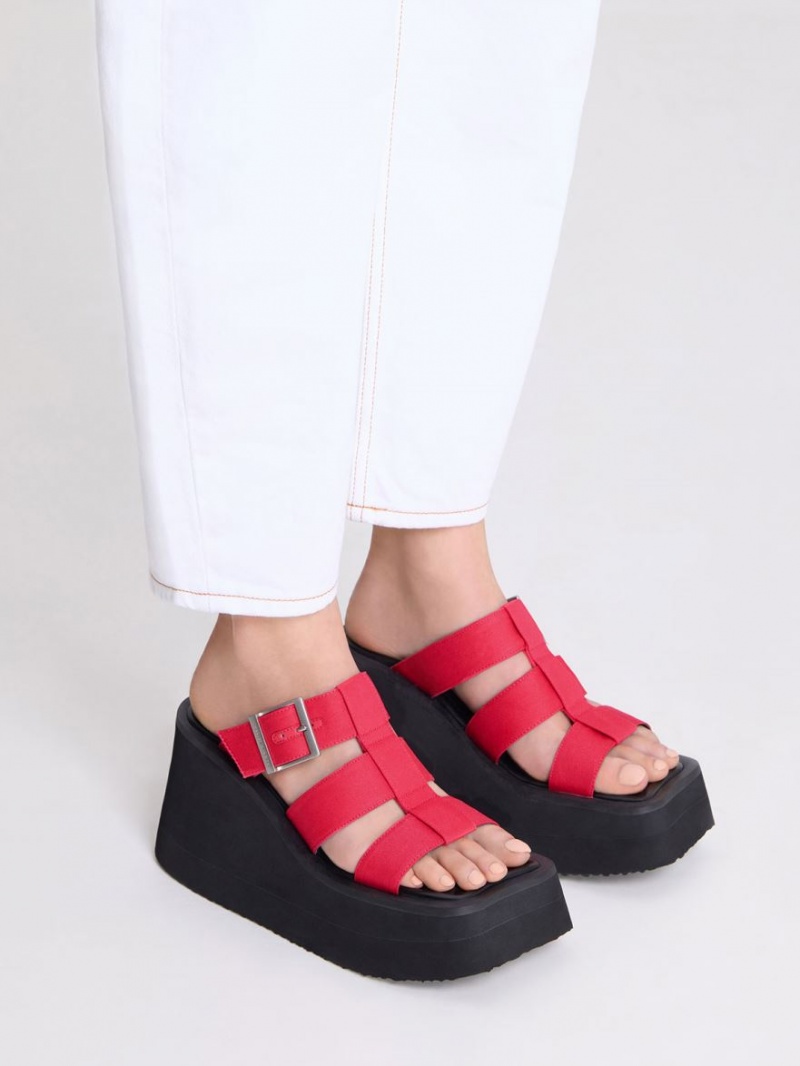 Sandale cu Platforma Charles & Keith IIsa Flatform Gladiator Fucsie | 127DYHOFX