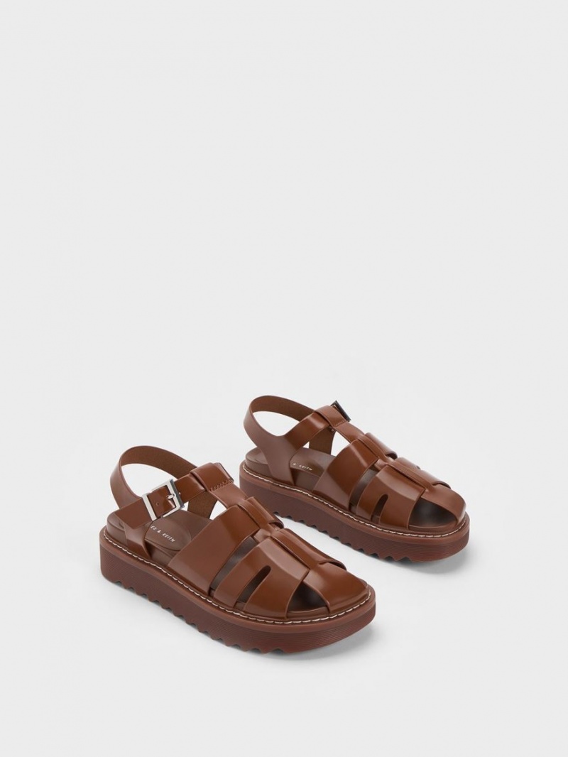 Sandale cu Platforma Charles & Keith Interwoven Buckled Maro | 832WAMOPF