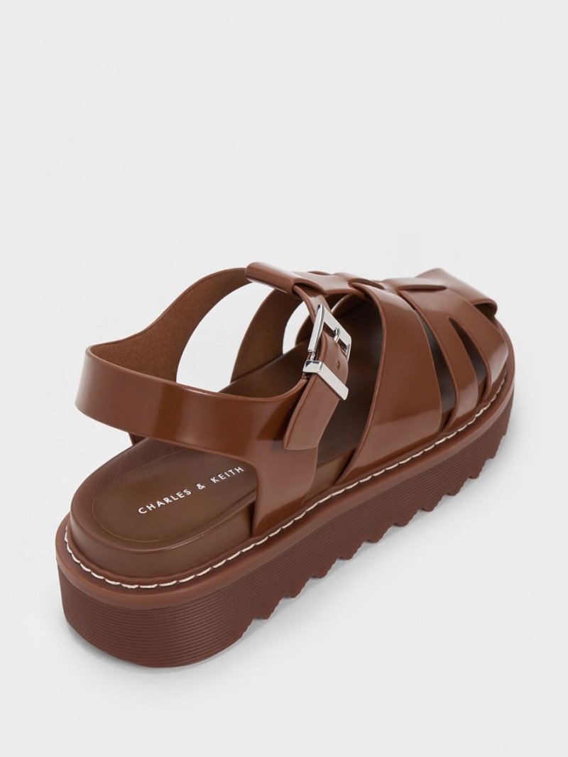 Sandale cu Platforma Charles & Keith Interwoven Buckled Maro | 832WAMOPF