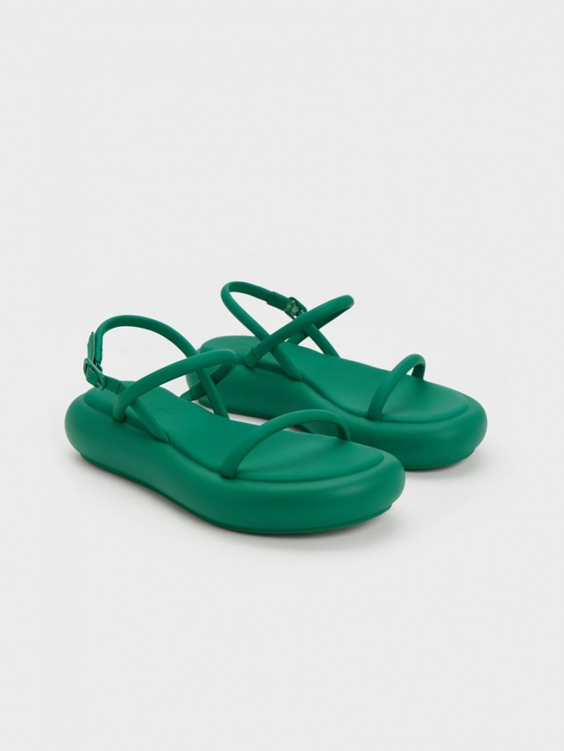 Sandale cu Platforma Charles & Keith Keiko Căptușită Verzi | 815XRLVNA