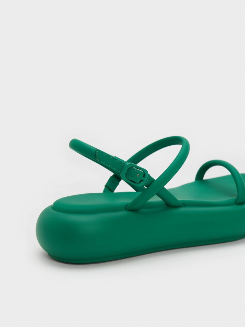 Sandale cu Platforma Charles & Keith Keiko Căptușită Verzi | 815XRLVNA