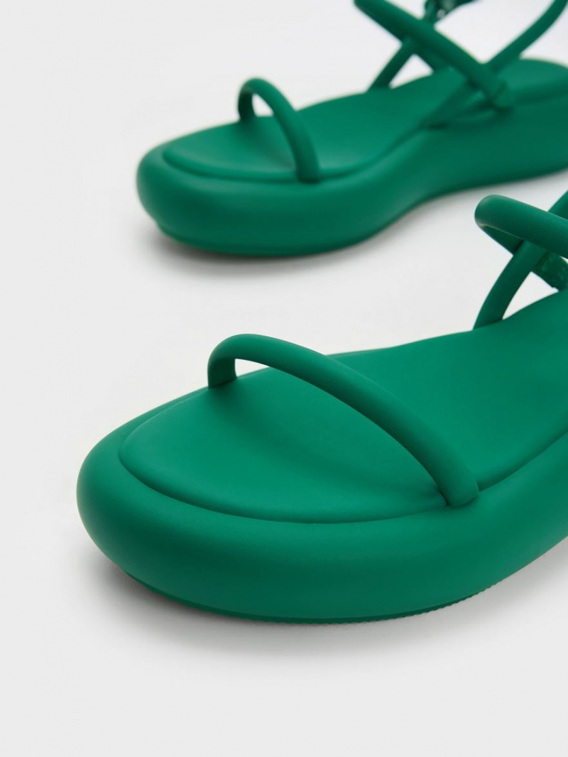Sandale cu Platforma Charles & Keith Keiko Căptușită Verzi | 815XRLVNA