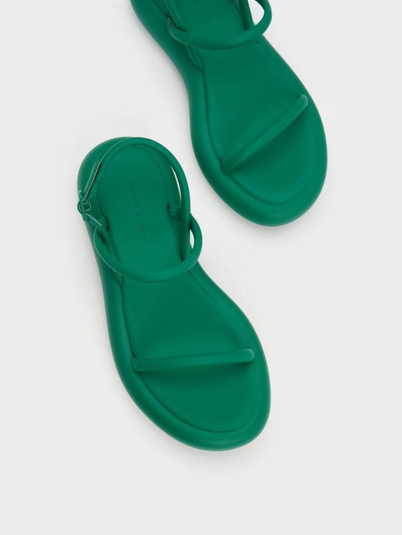Sandale cu Platforma Charles & Keith Keiko Căptușită Verzi | 815XRLVNA