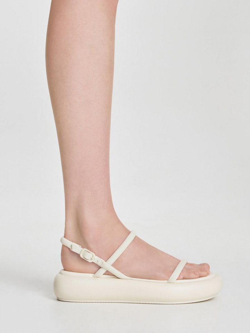 Sandale cu Platforma Charles & Keith Keiko Căptușită Albi | 042UWESRG