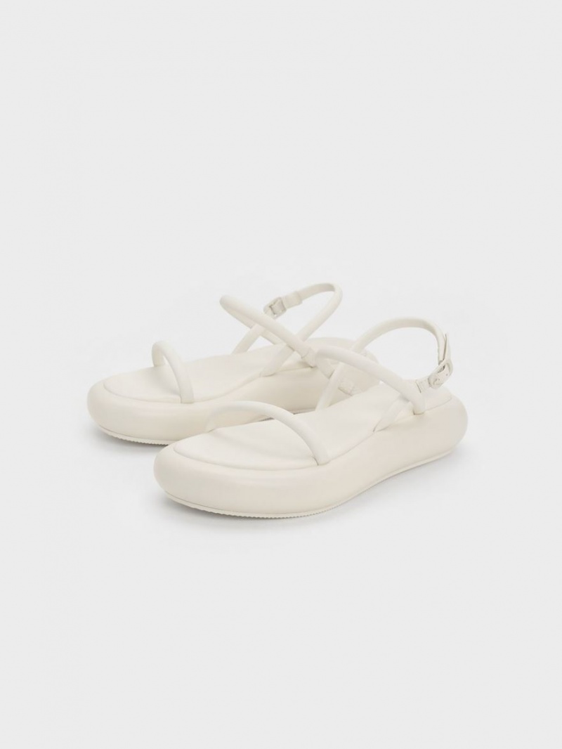 Sandale cu Platforma Charles & Keith Keiko Căptușită Albi | 042UWESRG