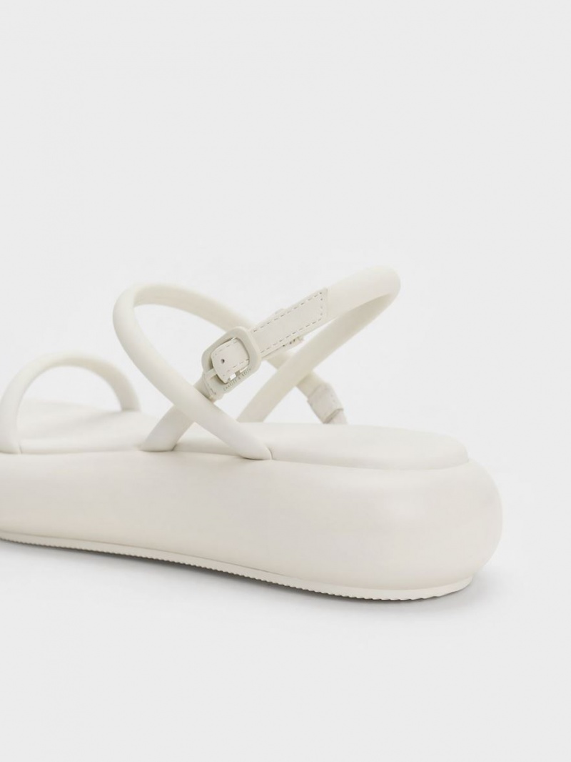 Sandale cu Platforma Charles & Keith Keiko Căptușită Albi | 042UWESRG