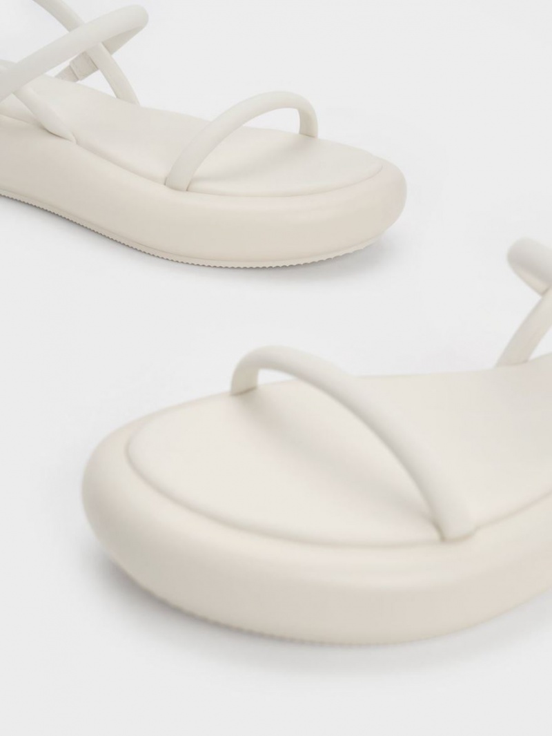 Sandale cu Platforma Charles & Keith Keiko Căptușită Albi | 042UWESRG