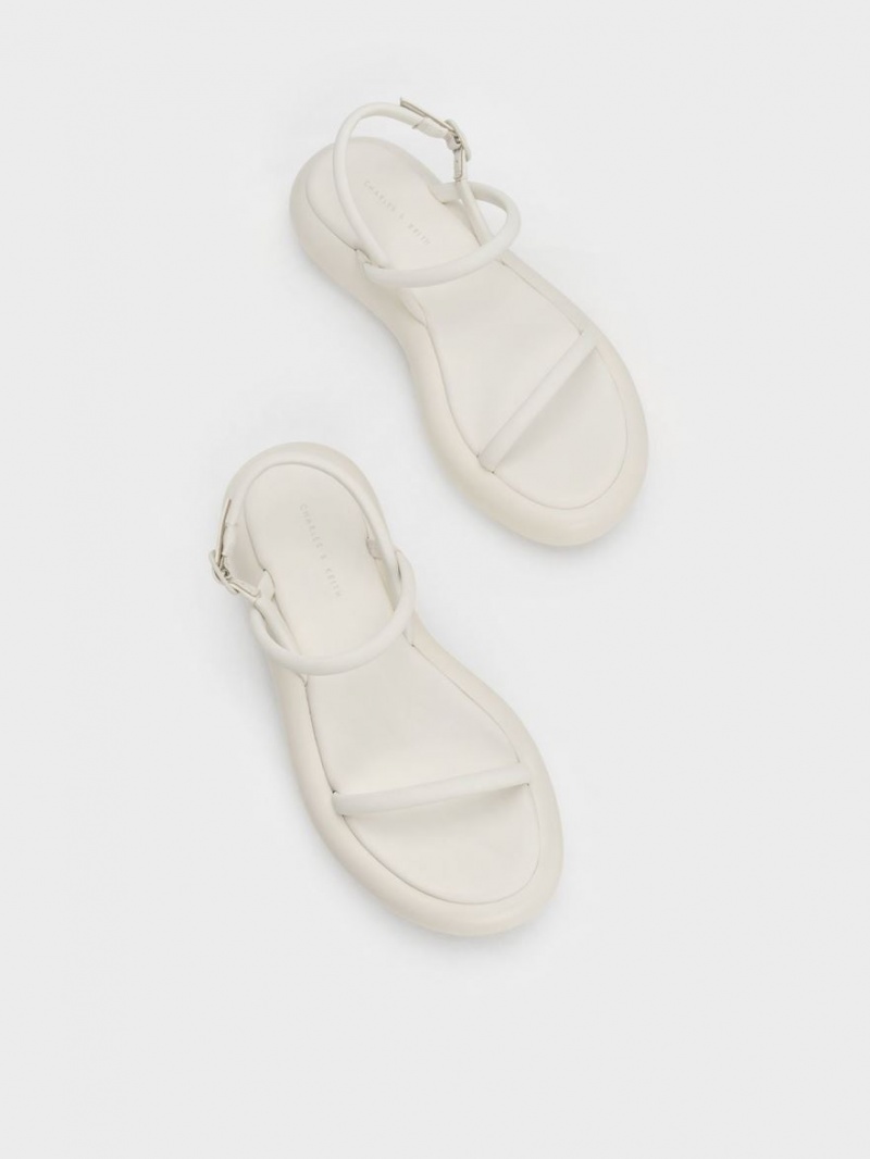 Sandale cu Platforma Charles & Keith Keiko Căptușită Albi | 042UWESRG