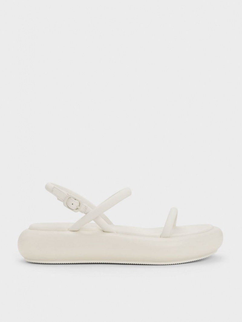 Sandale cu Platforma Charles & Keith Keiko Căptușită Albi | 042UWESRG